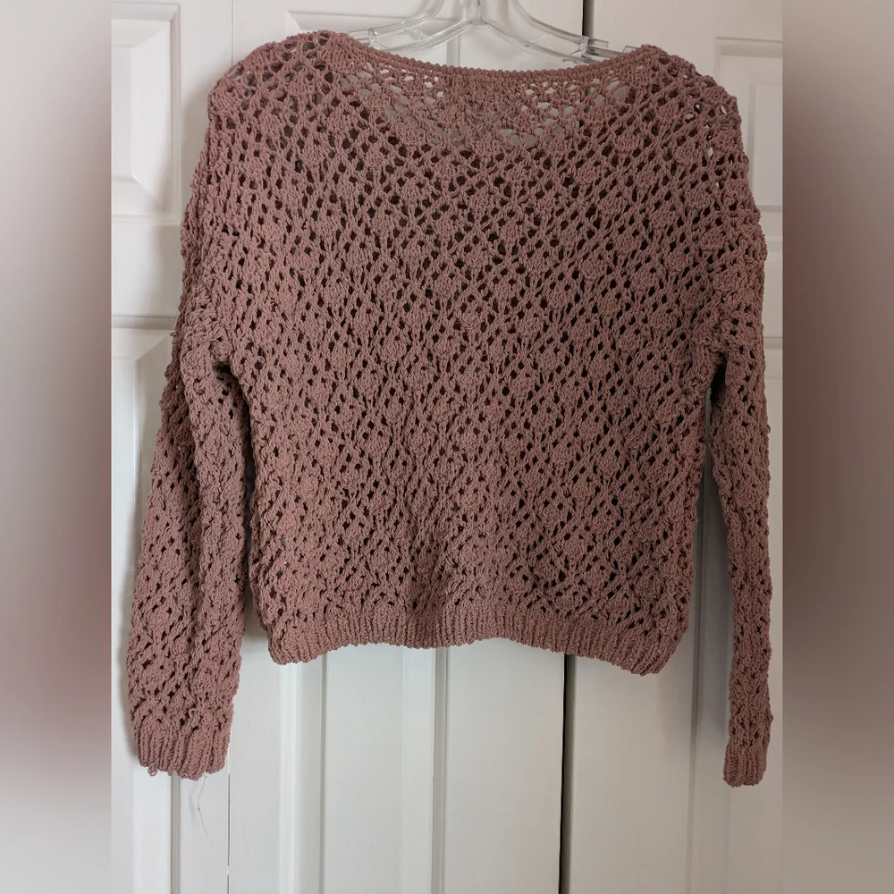 Jessica Simpson Dusty Pink Open-Knit Sweater - Picture 2 of 6